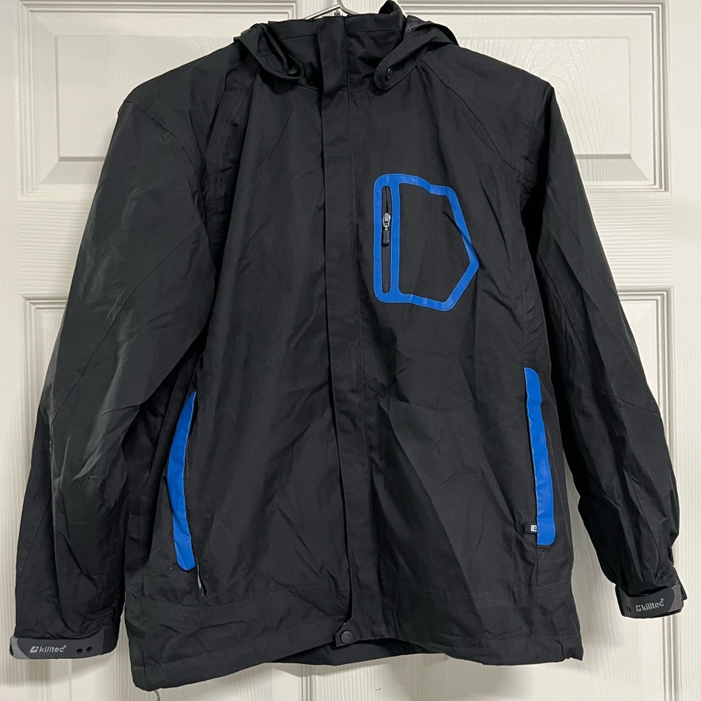 Killtec Boy's Level 2 Black Hooded Windbreaker Jacket - Size 12 - VGUC